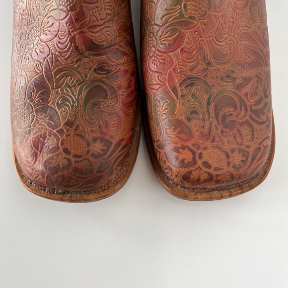 Geier Wally Austria Multicolored Tooled Leather Slip On Mule Clog size 39 - Picture 3 of 6